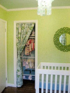 replacing door with curtains in nursery